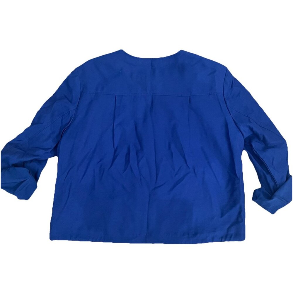 DKNY Women's Zip-Front Jacket Size Medium Blue Silver Roll Tab Sleeves Lined - Picture 3 of 7